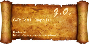 Gácsi Ompoly névjegykártya